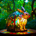 Tiffany Stained Glass Style Forest Bunny Lamp