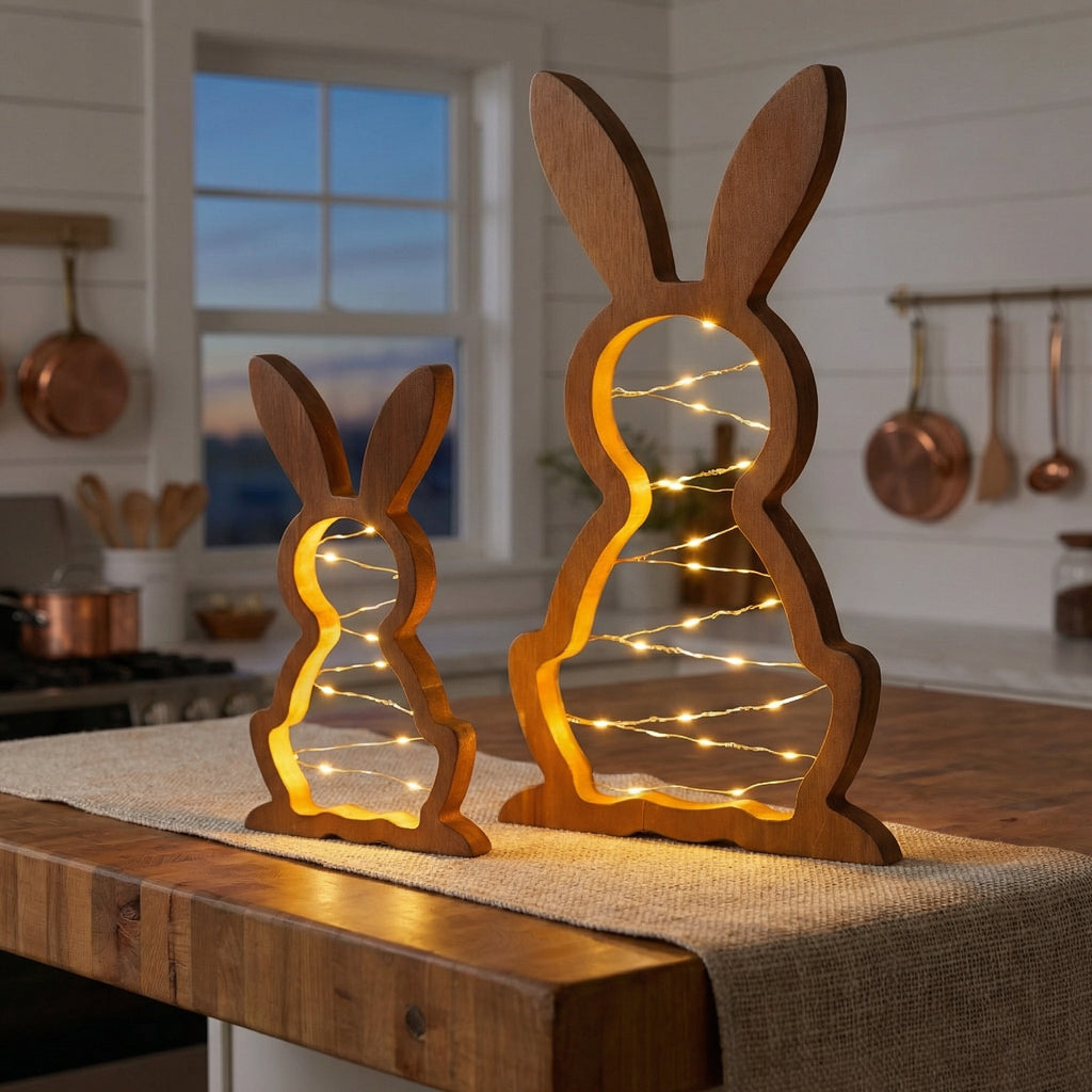 Rustic Wooden Bunny LED Tabletop Lights