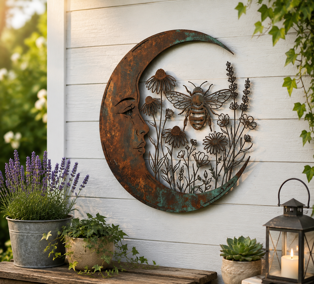 Crescent Moon Sunflower Wall Decor