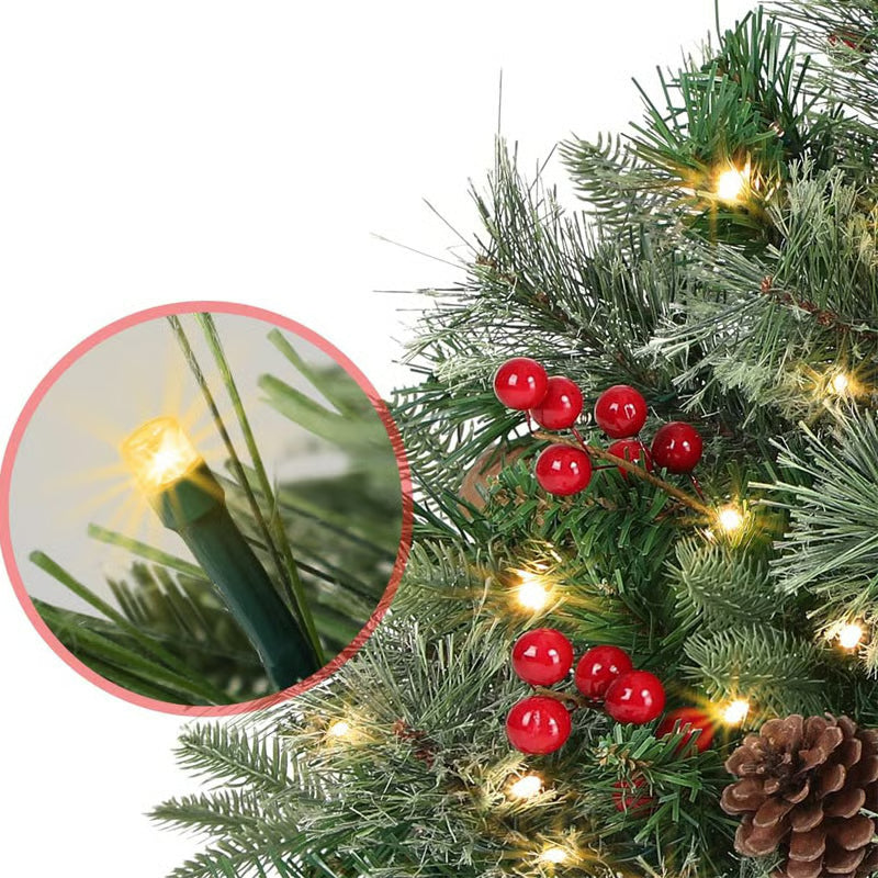 Pre-lit Artificial Xmas Tree with Cones & Red Berries