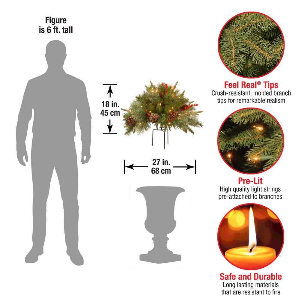 Pre-lit Artificial Xmas Tree with Cones & Red Berries