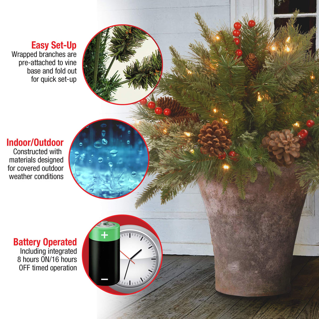 Pre-lit Artificial Xmas Tree with Cones & Red Berries