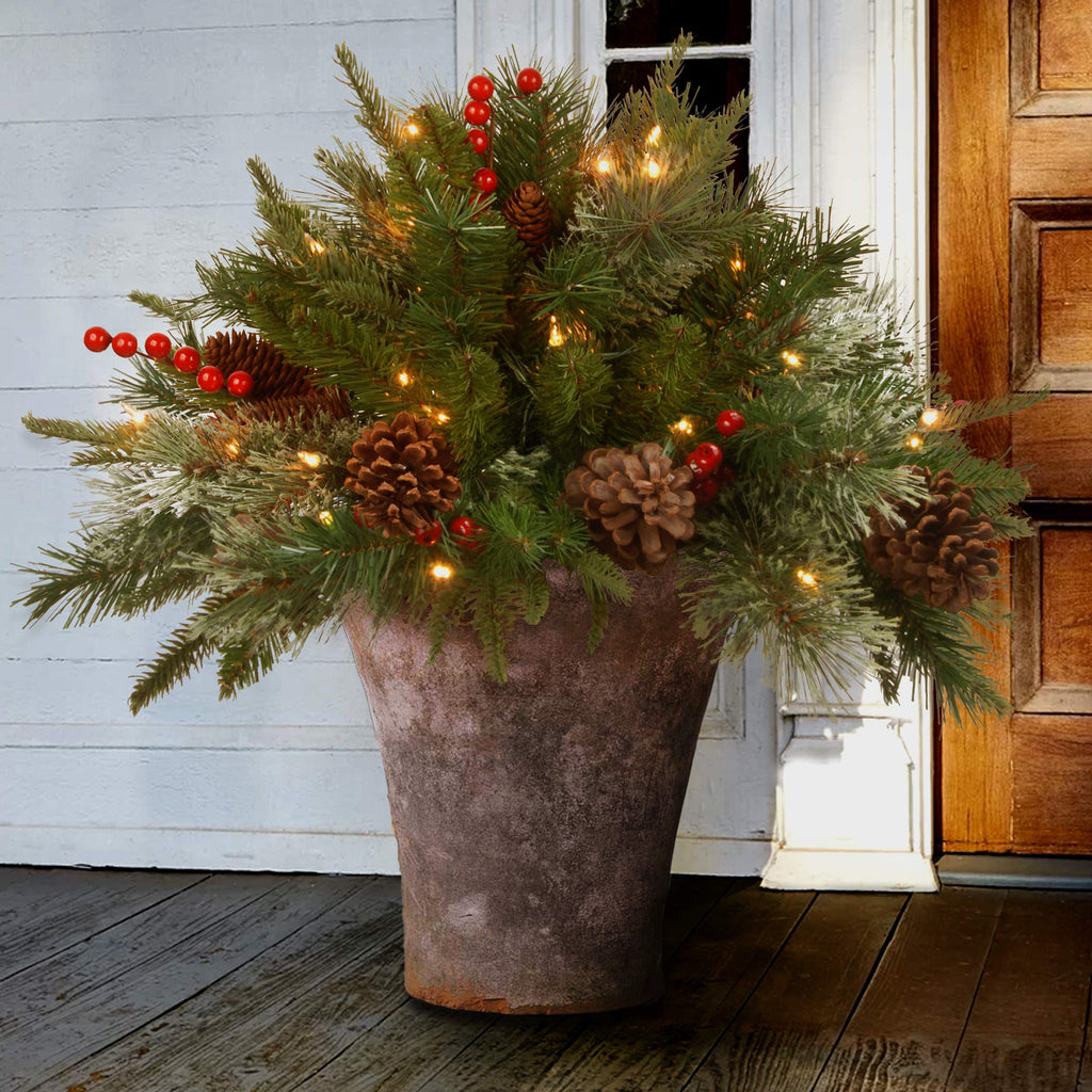 Pre-lit Artificial Xmas Tree with Cones & Red Berries