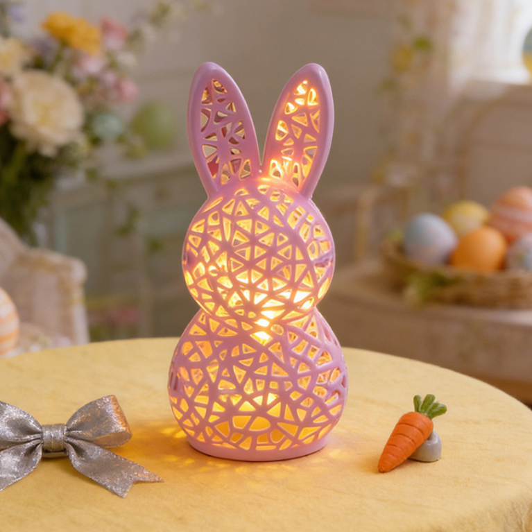 🐰 Easter Hollowed Bunny LED Light – Pastel Spring Decor 🕯️✨