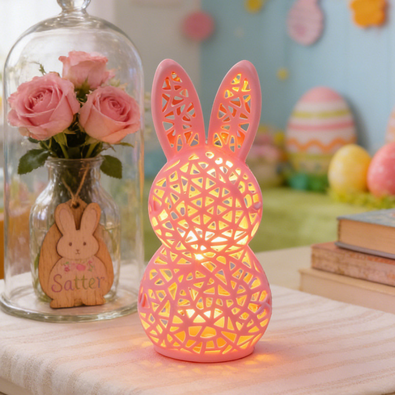 🐰 Easter Hollowed Bunny LED Light – Pastel Spring Decor 🕯️✨