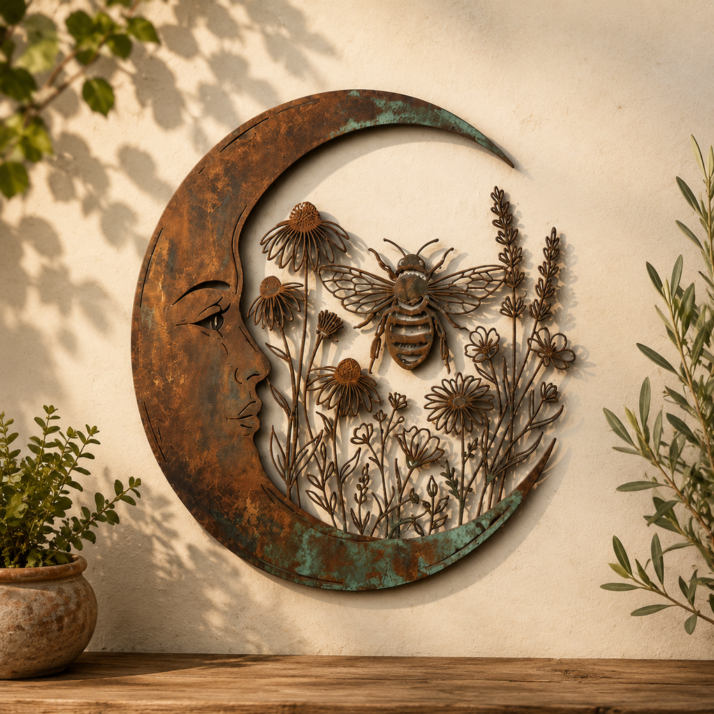 Crescent Moon Sunflower Wall Decor