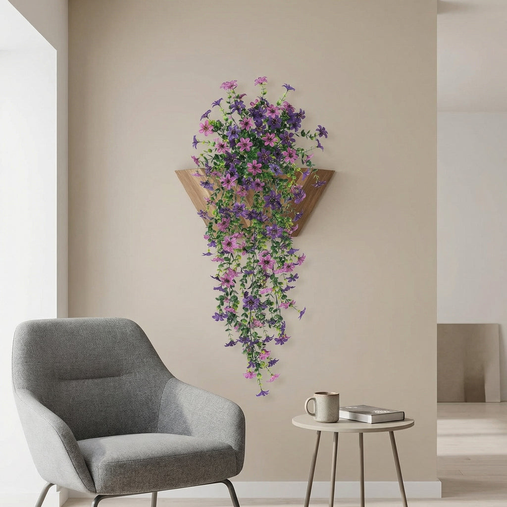 2 PCS Outdoor Cascading Daisy & Eucalyptus Florals – UV Resistant Hanging Faux Flower Bundles
